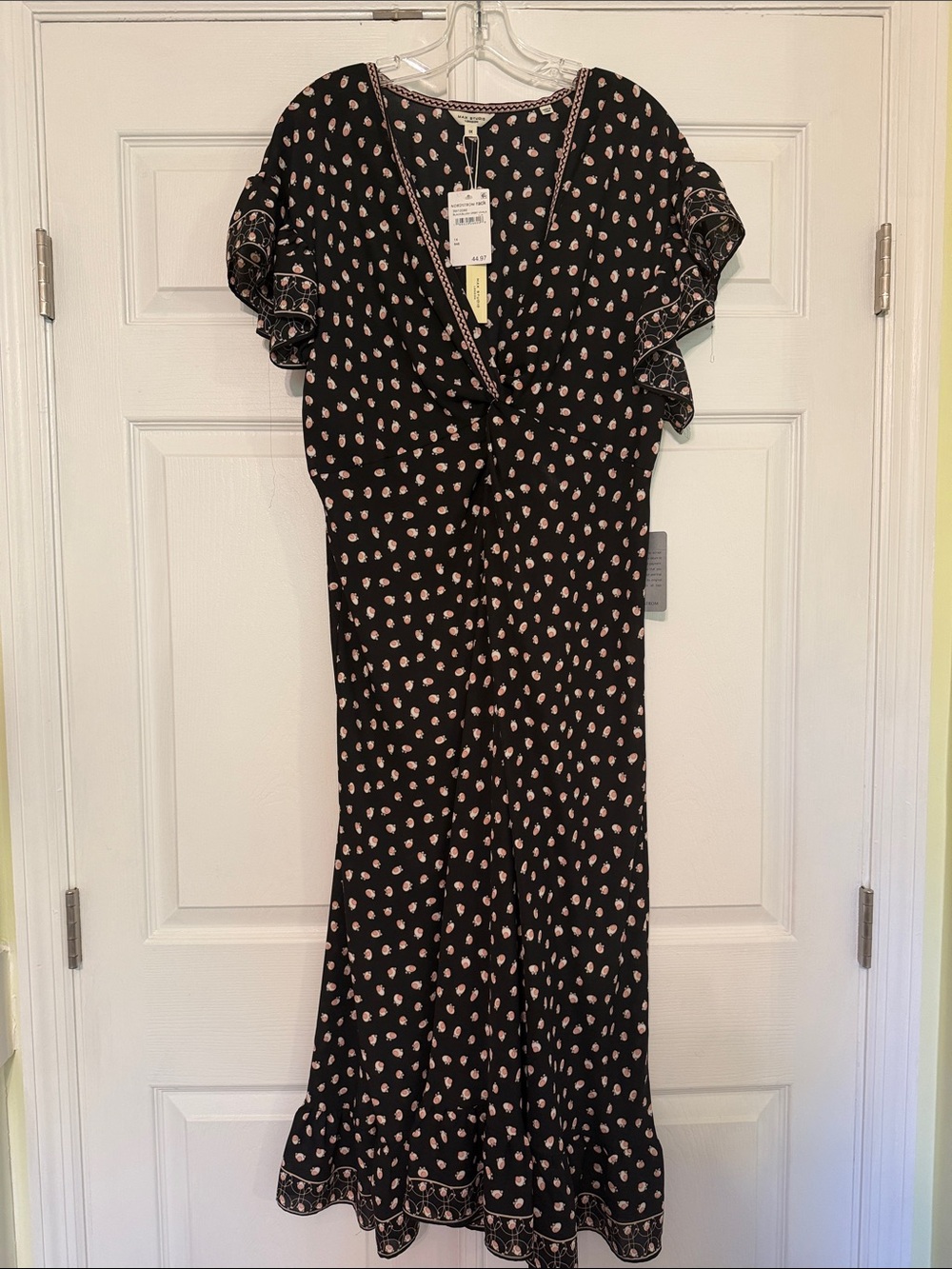 Max Studio Black & Blush Printed Midi Dress